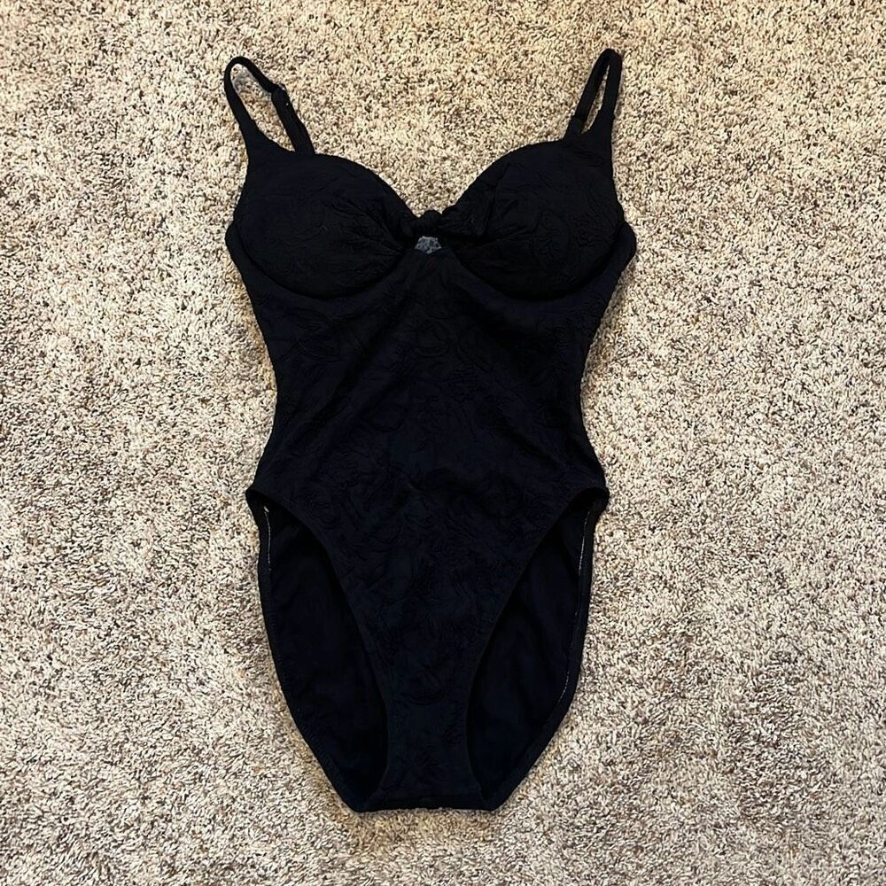 Vintage Barefoot Miss Black One‎ Piece Swimsuit Size 9/10
